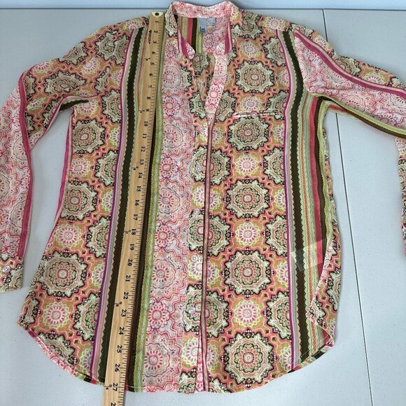 Kut from the Kloth Shirt button up floral Size XS Sheer Long Sleeve - Picture 8 of 13